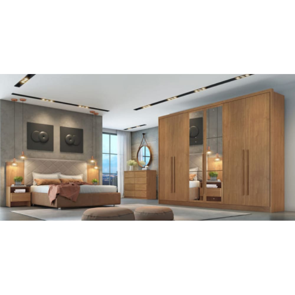 Guarda Roupa Casal 6 Portas 8 Gavetas Com Espelho Robust Cumaru - Móveis Novo Horizonte