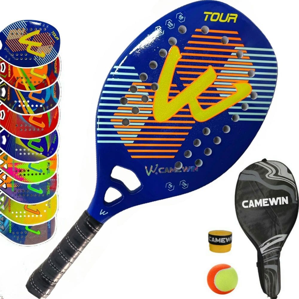 Raquete Beach Tênis 100% Fibra De Carbono Eva Soft Tour Azul
