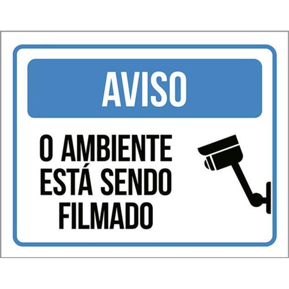 Kit 5 Placas Aviso Ambiente Está Sendo Filmado 36X46