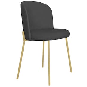 Cadeira Decorativa Elegance Base Champanhe Linho escuro