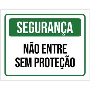 Kit 5 Placas Segurança Não Entre Sem Proteção Verde 36X46