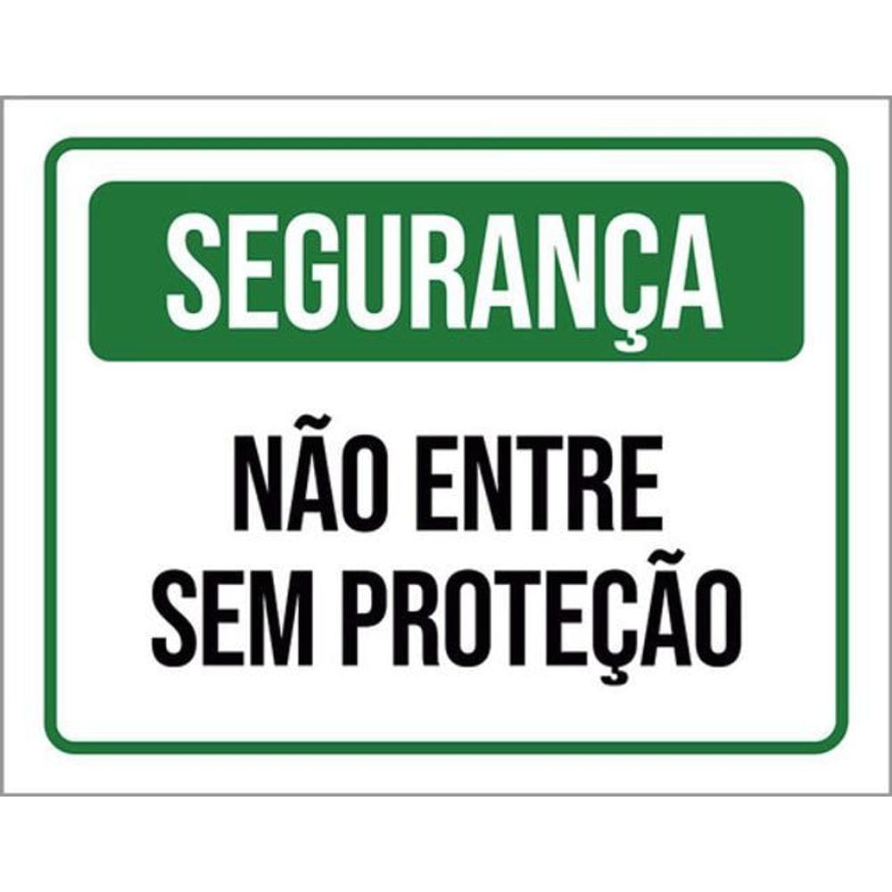 Kit 5 Placas Segurança Não Entre Sem Proteção Verde 36X46