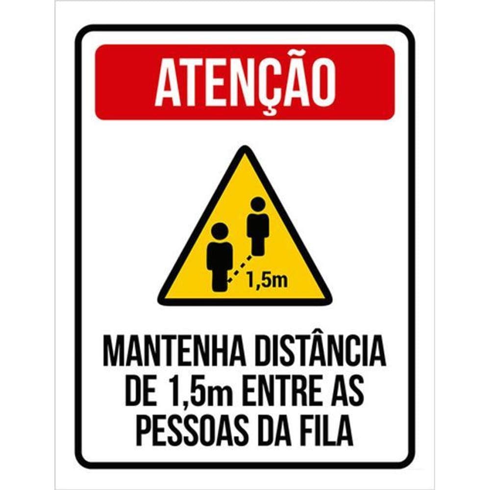 Kit 10 Placas Atenção Mantenha Distância