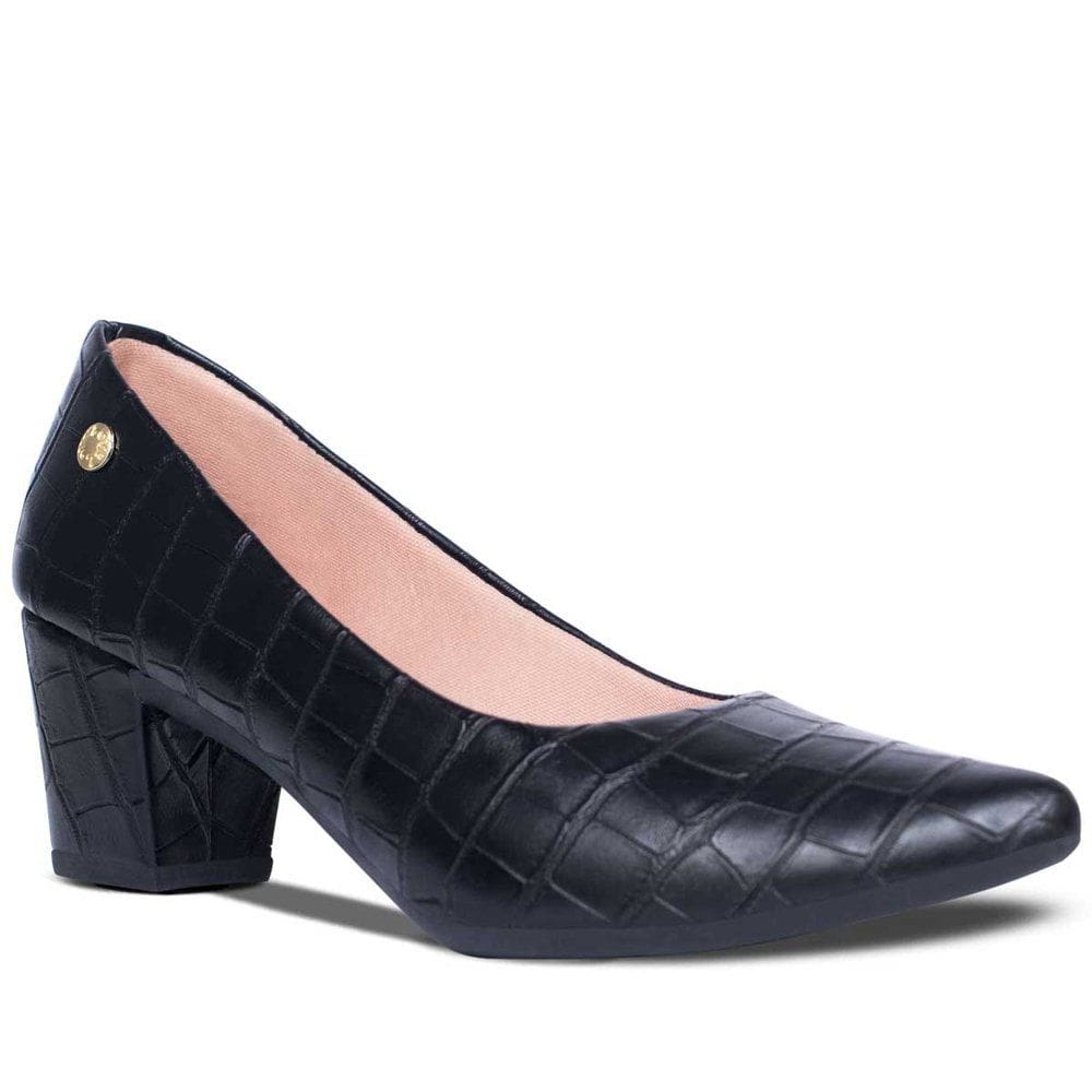 Scarpin Feminino Salto Grosso Croco