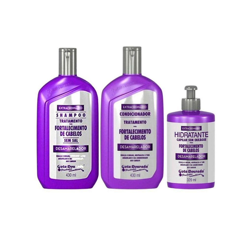 Kit Sh+Cond+Creme De Pentear Gota Dourada Desamarelador