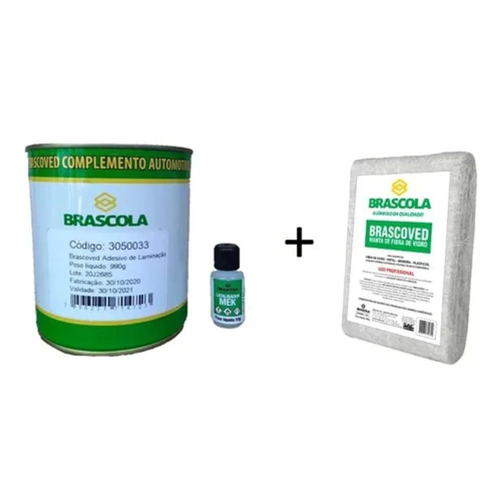 Kit Laminacao Adesivo 1Kg Catalisador + Manta Fibra De Vidro