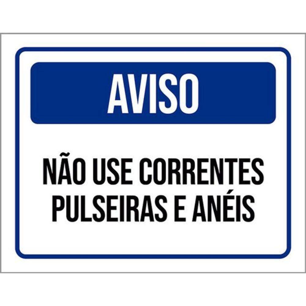Kit 3 Placas Aviso Não Use Correntes Pulseiras Anéis