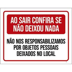 Kit 5 Placas Sair Confira Deixou Nada Responsabilizamos
