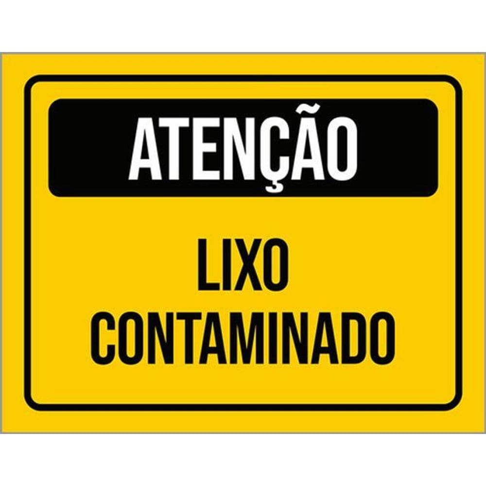 Kit 3 Placas De Sinalização - Atenção Lixo Contaminado