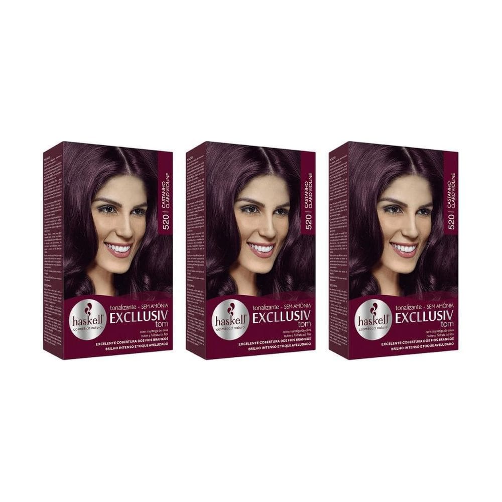 Coloraçao Haskell Ton 520 Castanho Claro Violine-Kit C/3Un