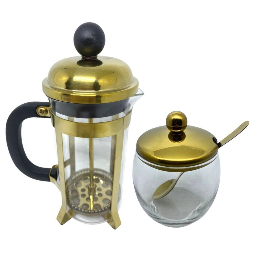 Conjunto Para Café Dourado 2 Peças Fineza