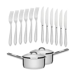 Conjunto De Panelas Solar 16Cm 1,4L Com 60 Talheres De Mesa