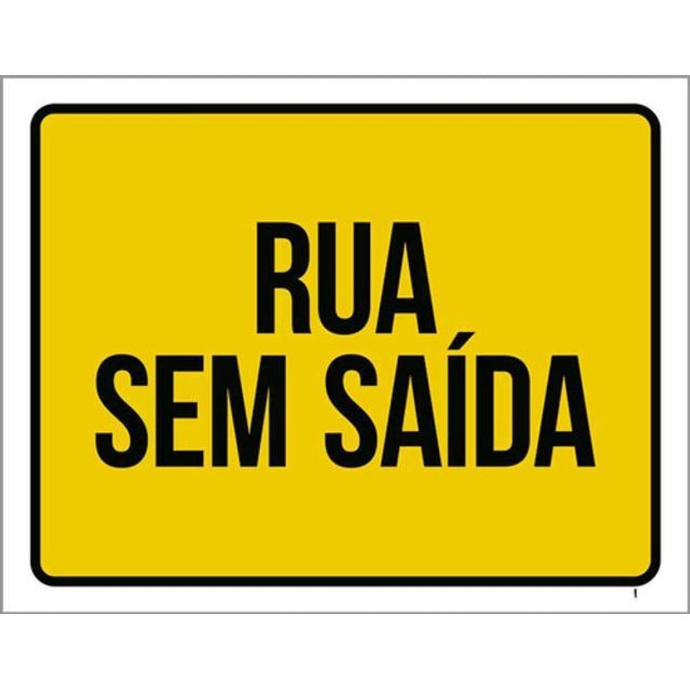 Kit 5 Placas Sinalização - Amarela Rua Sem Saída