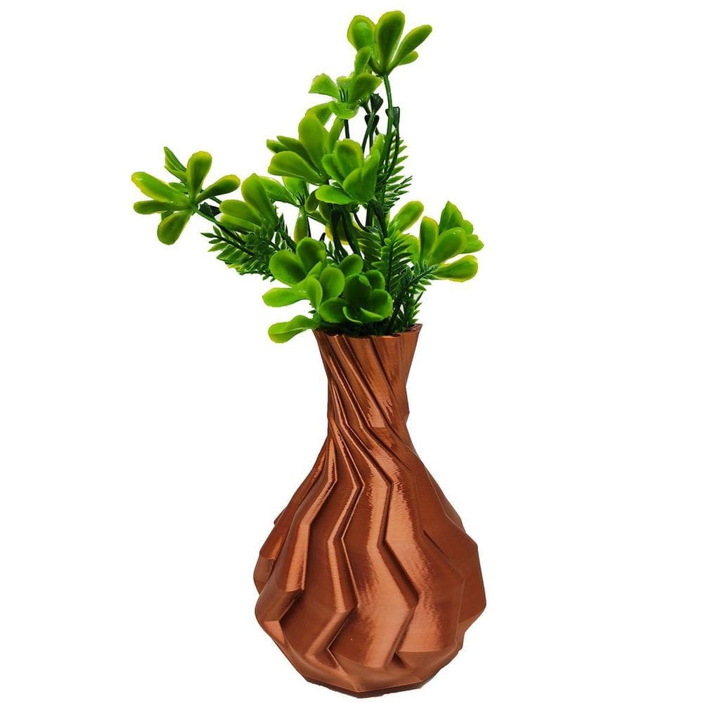 Vaso Jarro 3D Torcido Plantas Decorativo 15 Cm Cobre