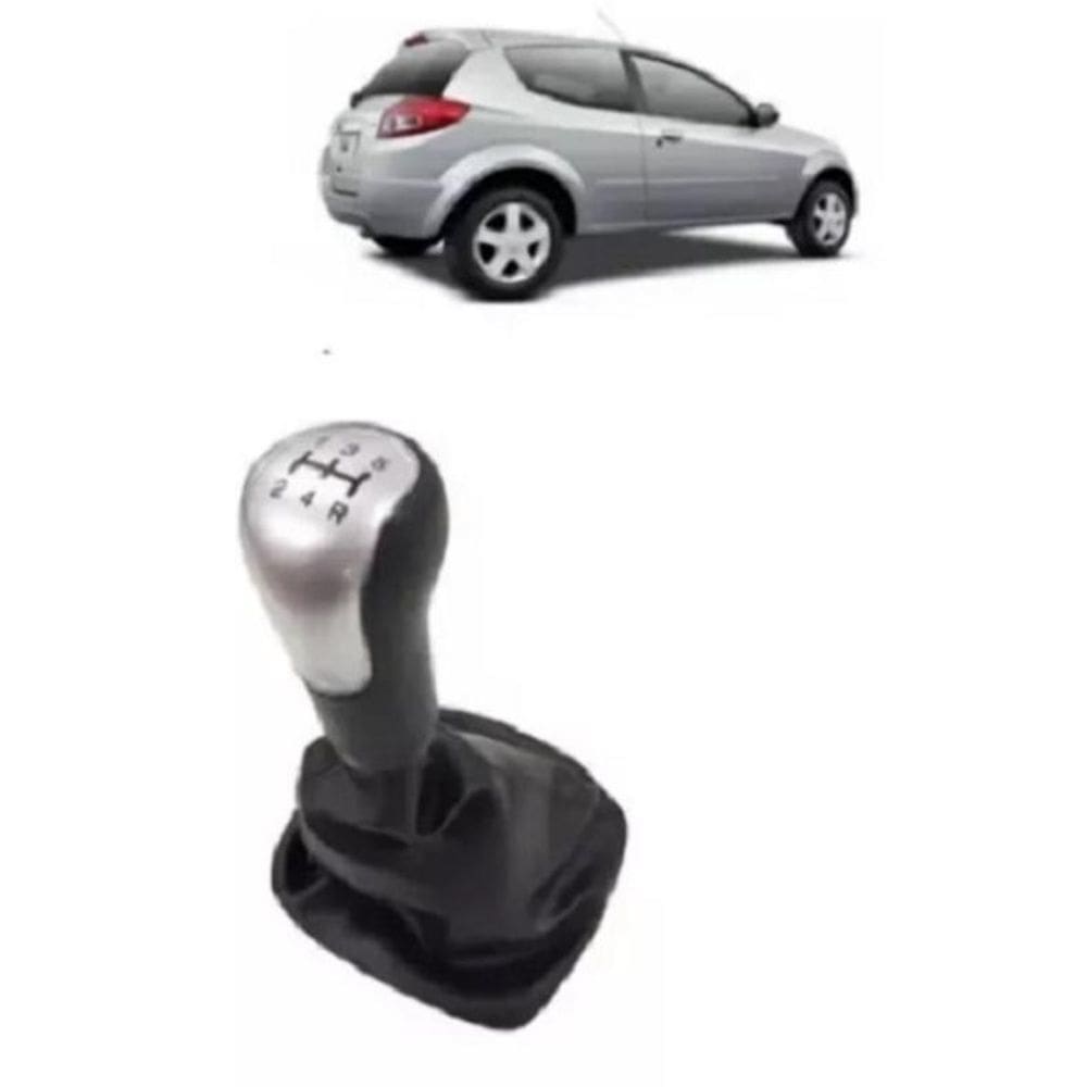 Coifa + Manopla Bola Câmbio Lente Prata Ford Ka 2008-2013