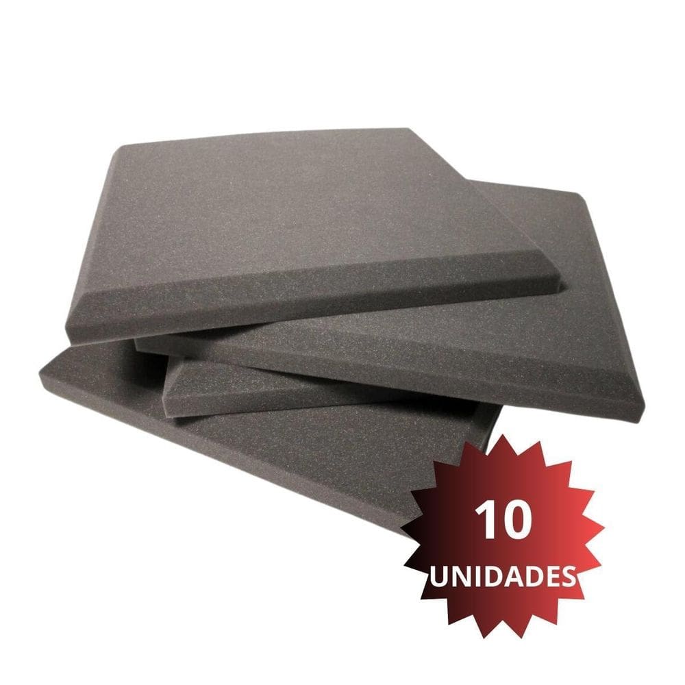 Kit 10 Placas De Espuma Anti Ruido Quadrada Qualidade Lisa