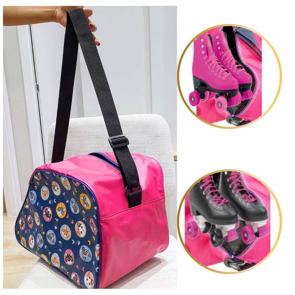 Bolsa Porta Patins, Super Prática Reforçada Estampa Gatinhos