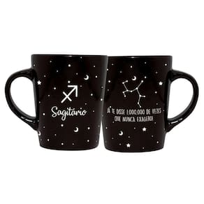 Caneca Cerâmica Signos Zodíaco Preta Presente 270Ml