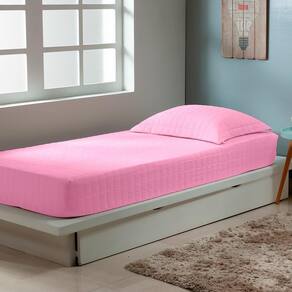 Colcha Solteiro Zapt Zum Sleep Com Elástico 2Pçs 200 Fios 100% Algodão Rosa