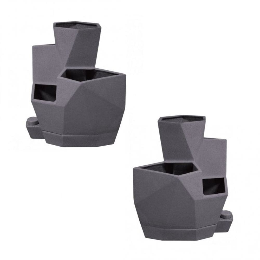 Conjunto 2 Vasos Auto Irrigável para Temperos Japi Cinza
