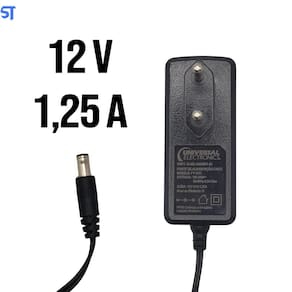 Fonte De Alimentação Ca/Cc 12V 1,25A Pino 5,3Mm X 3,3Mm
