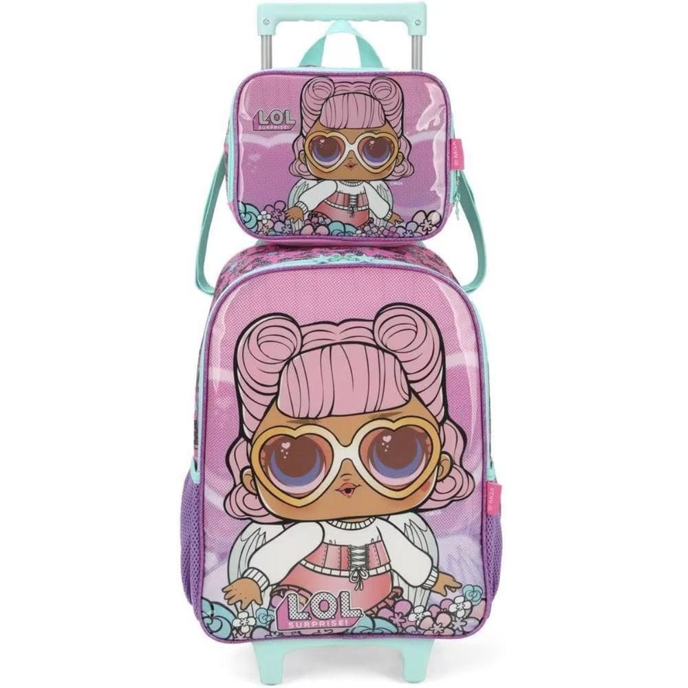 Mochila e Lancheira Luxcel LOL Surprise Rosa 43x31x16cm
