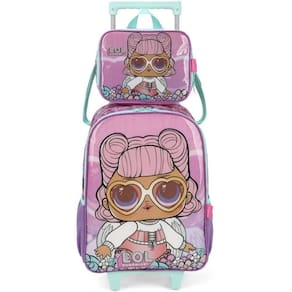 Mochila e Lancheira Luxcel LOL Surprise Rosa 43x31x16cm