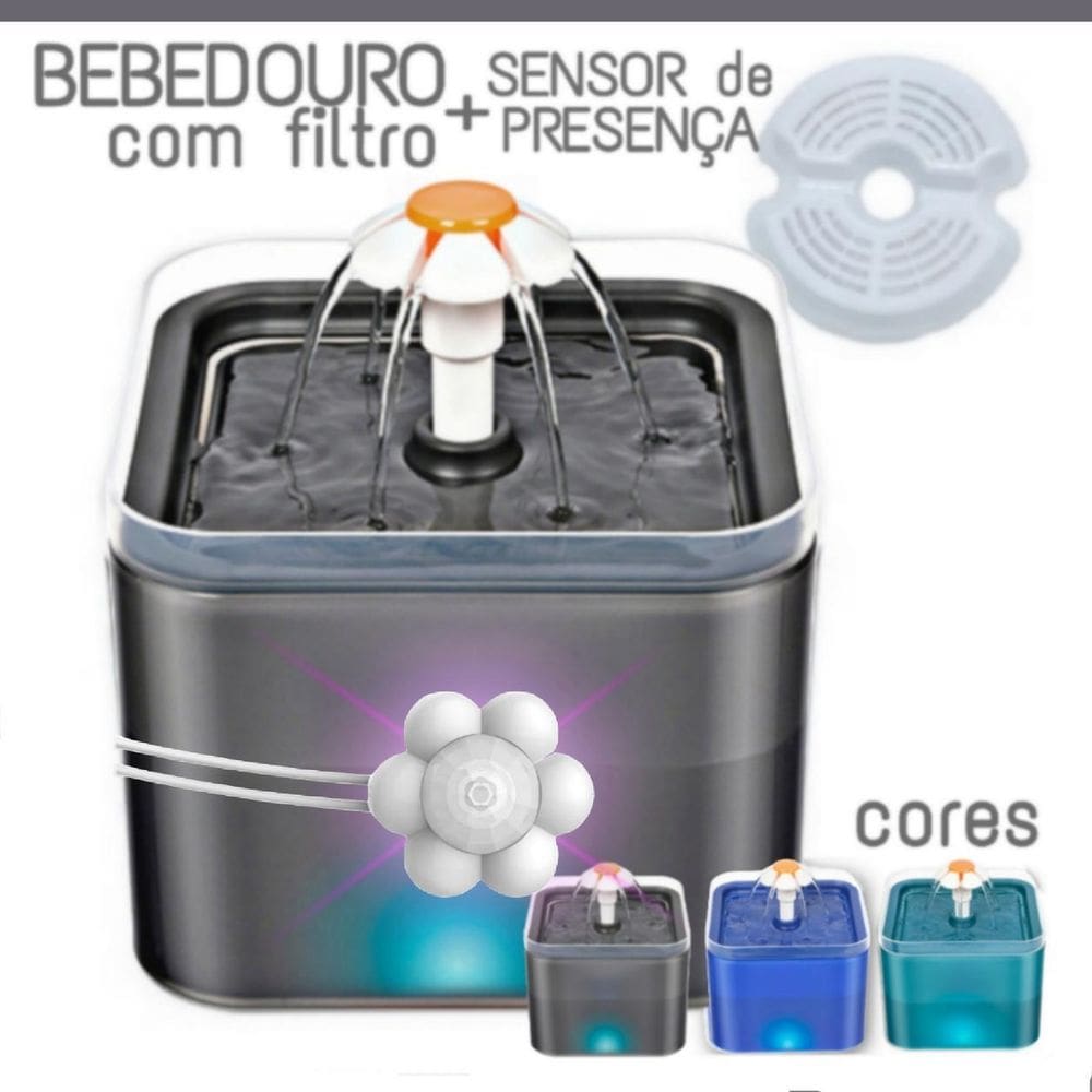 Bebedouro Pet Fonte Com Filtro 2 Litros Com Sensor Cães Gato