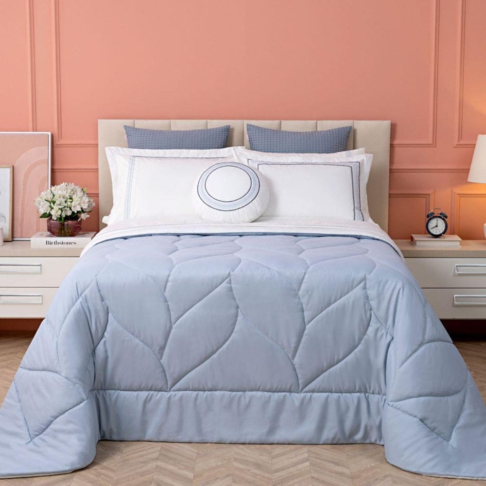 Cobreleito Queen Lavive Marbella 04 Peças Dupla Face Azul