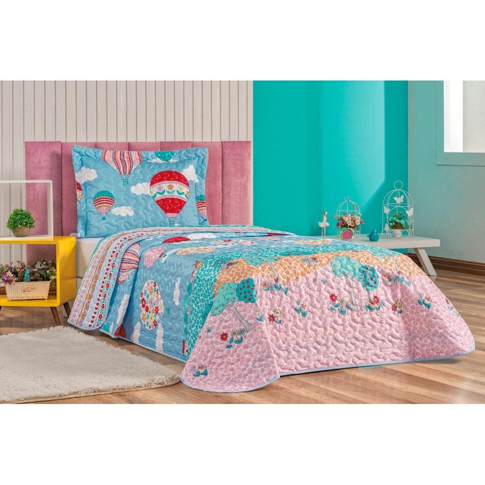 Colcha Solteiro Infantil Menino Menina Micro Percal 200 Fios
