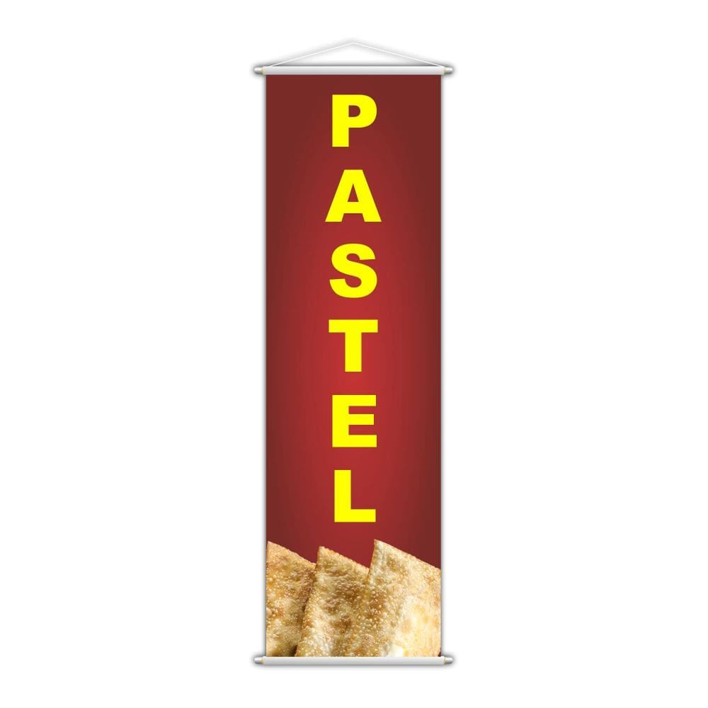 Banner Pastel Frito Banca Comida Lona Serviço 100X30Cm