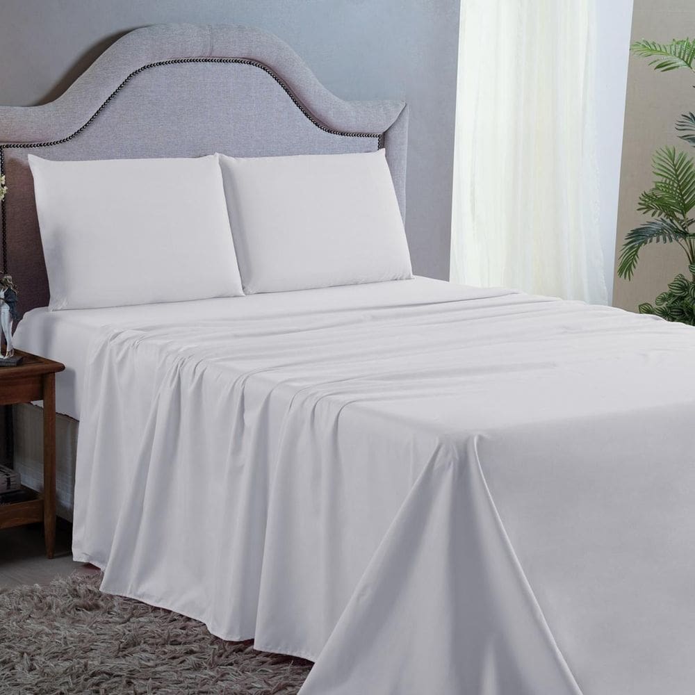 Jogo de Cama Queen 4 pç Premium Micro Percal 400 Fios Branco