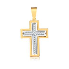 Pingente Cruz Vazada Banhada A Ouro Detalhes Em Ouro Branco
