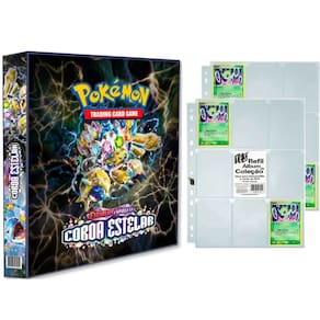 Album Pasta Fichário Pokemon Escarlete e Violeta Coroa Estelar com 20 Folhas 9 bolsos Capa Dura TCG
