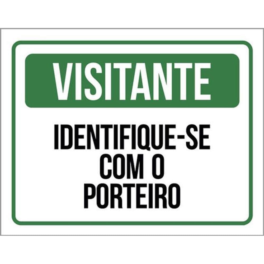 Kit 5 Placas Sinalização - Visitante Identifique-Se Porteiro