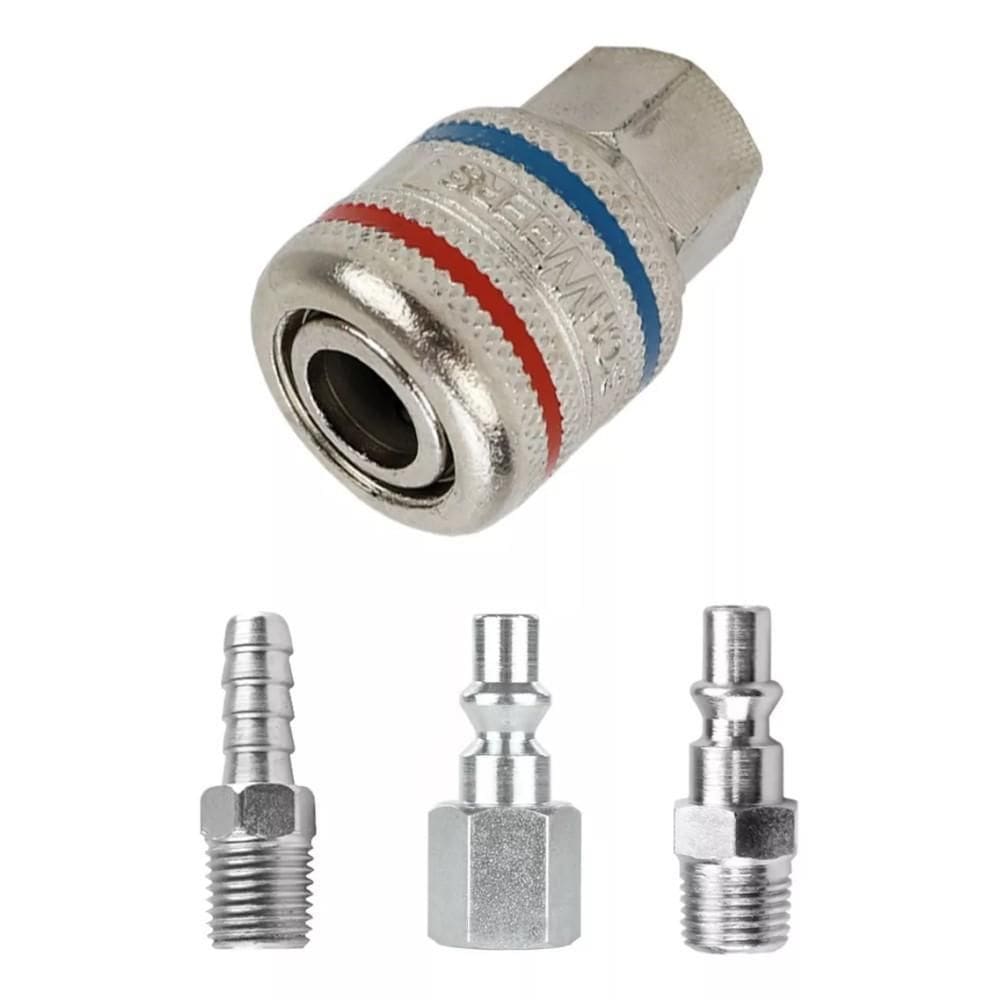 Kit Engate Rápido De Ar Rosca Fêmea + 3 Pinos Crômado 1/4``