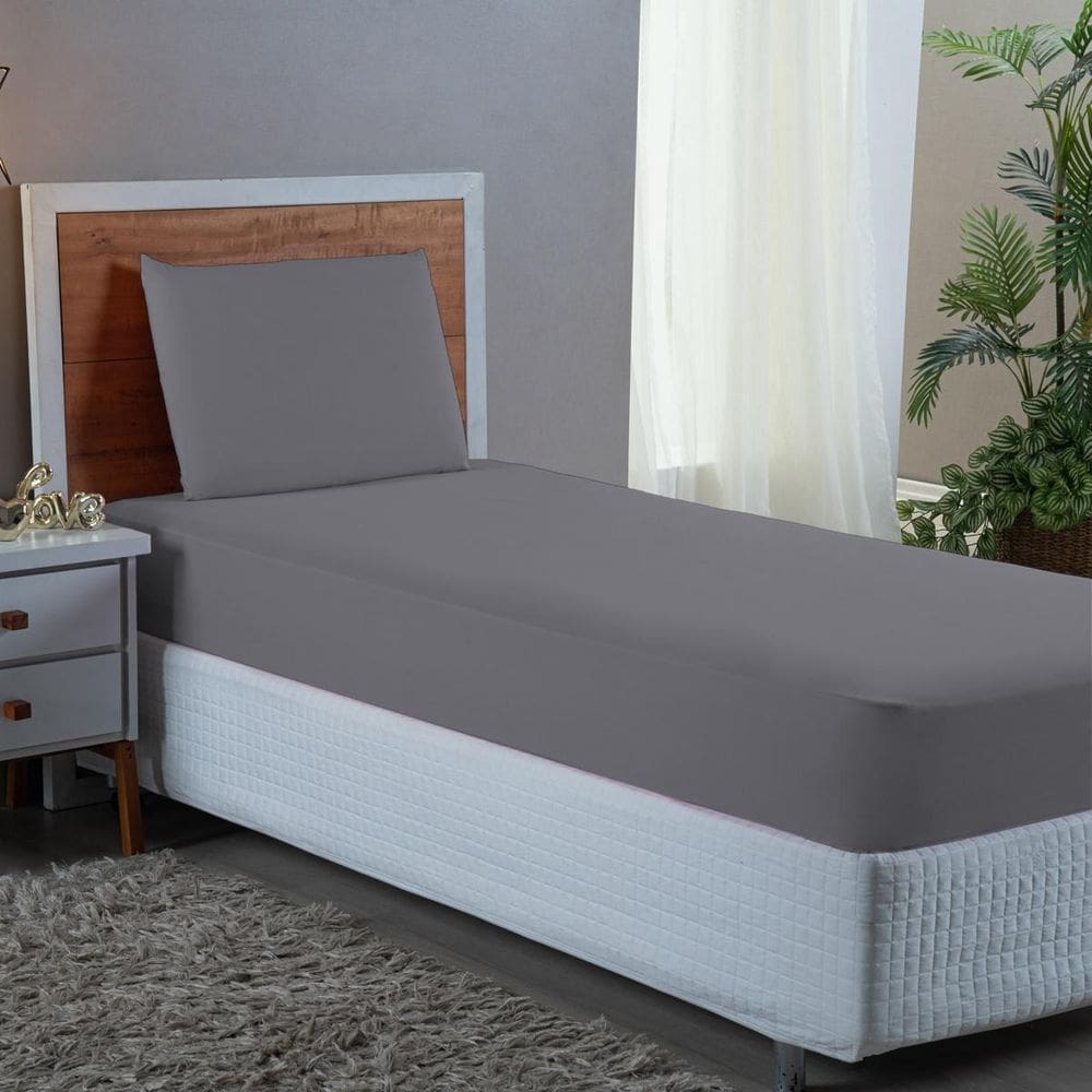 Roupa de Cama Solteiro 2 pç Premium 400 Fios Cinza