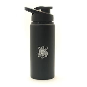 Garrafa Corinthians Squeeze Com Bico Alumínio 600ml Preta Oficial