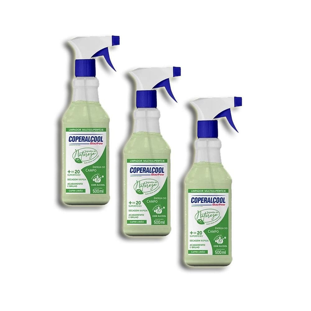 Limpador Coperalcool Multiuso Bacfree Capim Limão Kit 3