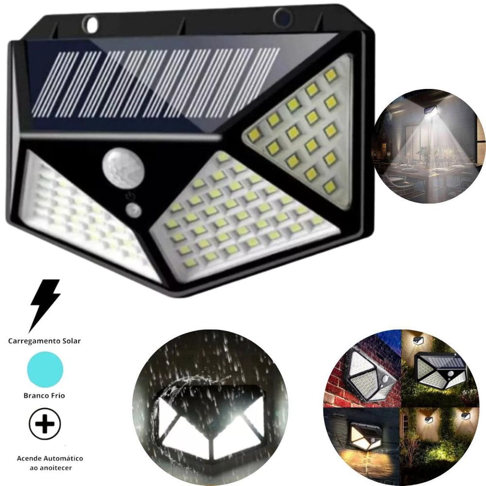 Luminária Energia Solar Sem Fio Potente 100 Led