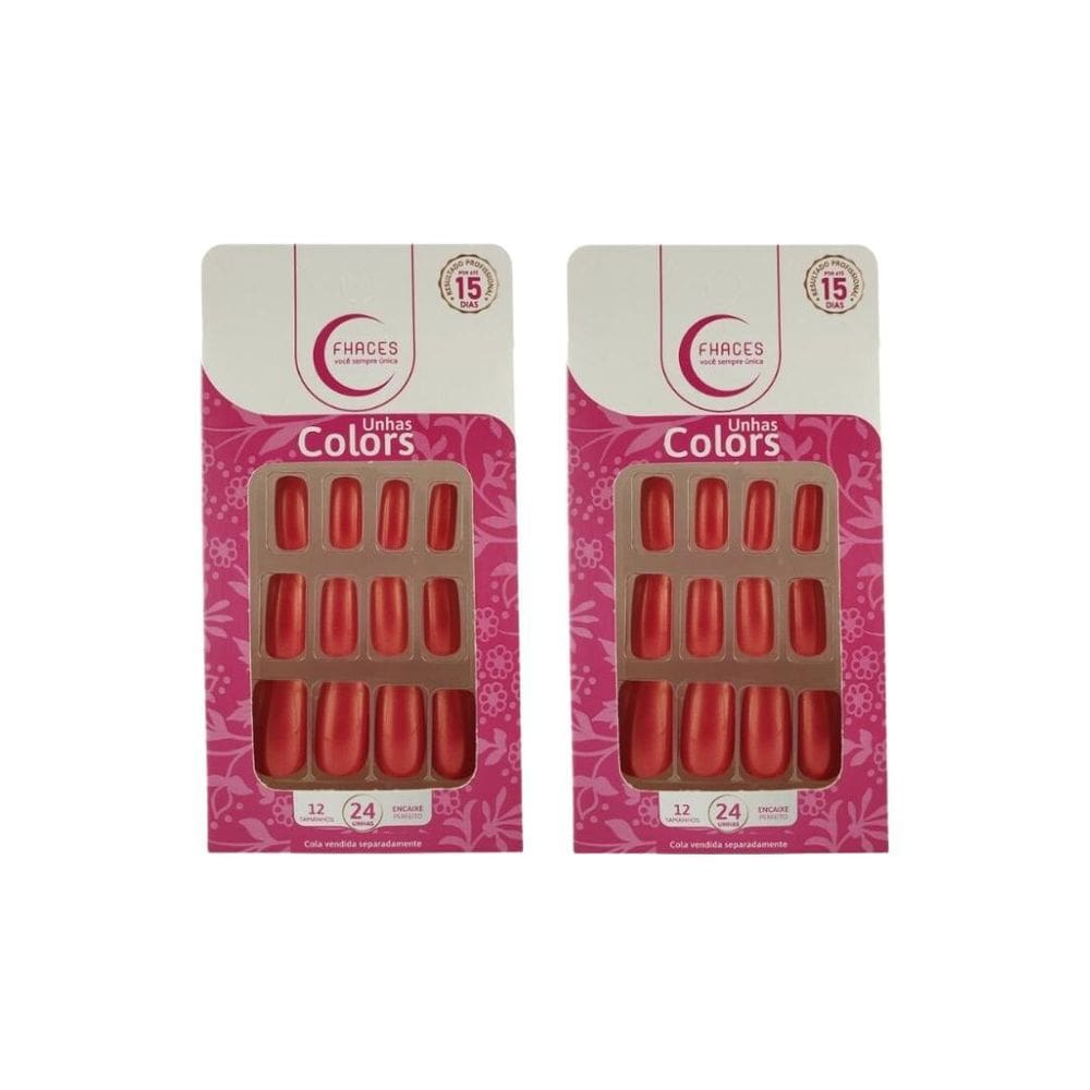 Unhas Postiças Fhaces Colors Discretamente Fashion 28Un- 2Un