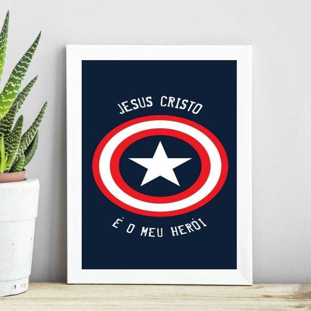 Quadro Jesus Cristo - Meu Herói 45X34Cm