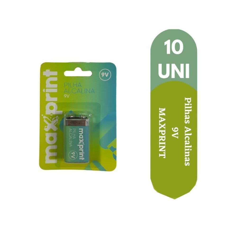Kit Com 10 Unidades Pilhas Alcalinas 9V Maxprint