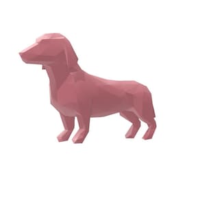 Salsicha Cachorro Geométrico Decoração 3D 10 Cm - Rosa