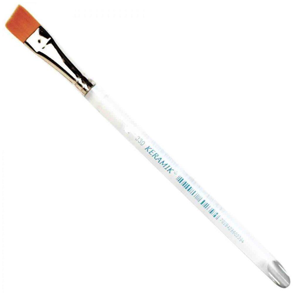 Pincel Chanfrado Keramik 330 Nº 14 Nylon Dourado