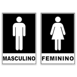 Kit 2 Placas Banheiro Masculino E Feminino Sanitário 20X15Cm