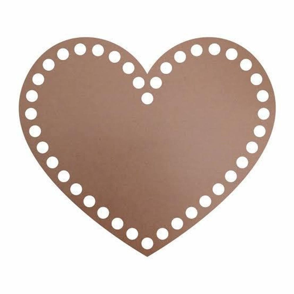 Base De Crochê Coração Cesto Fio Malha 15 Cm Mdf 3 Mm