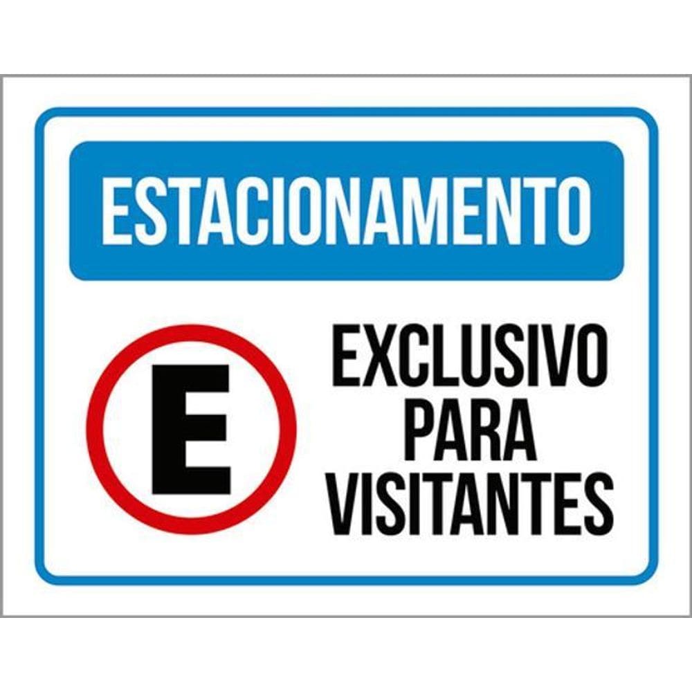 Kit 3 Placas Sinalização Estacionamento Exclusivo Visitantes