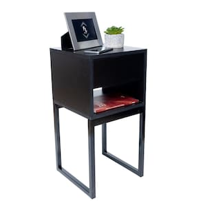 Mesa Cabeceira Industrial PRETO ECO 30cm - Kit 2