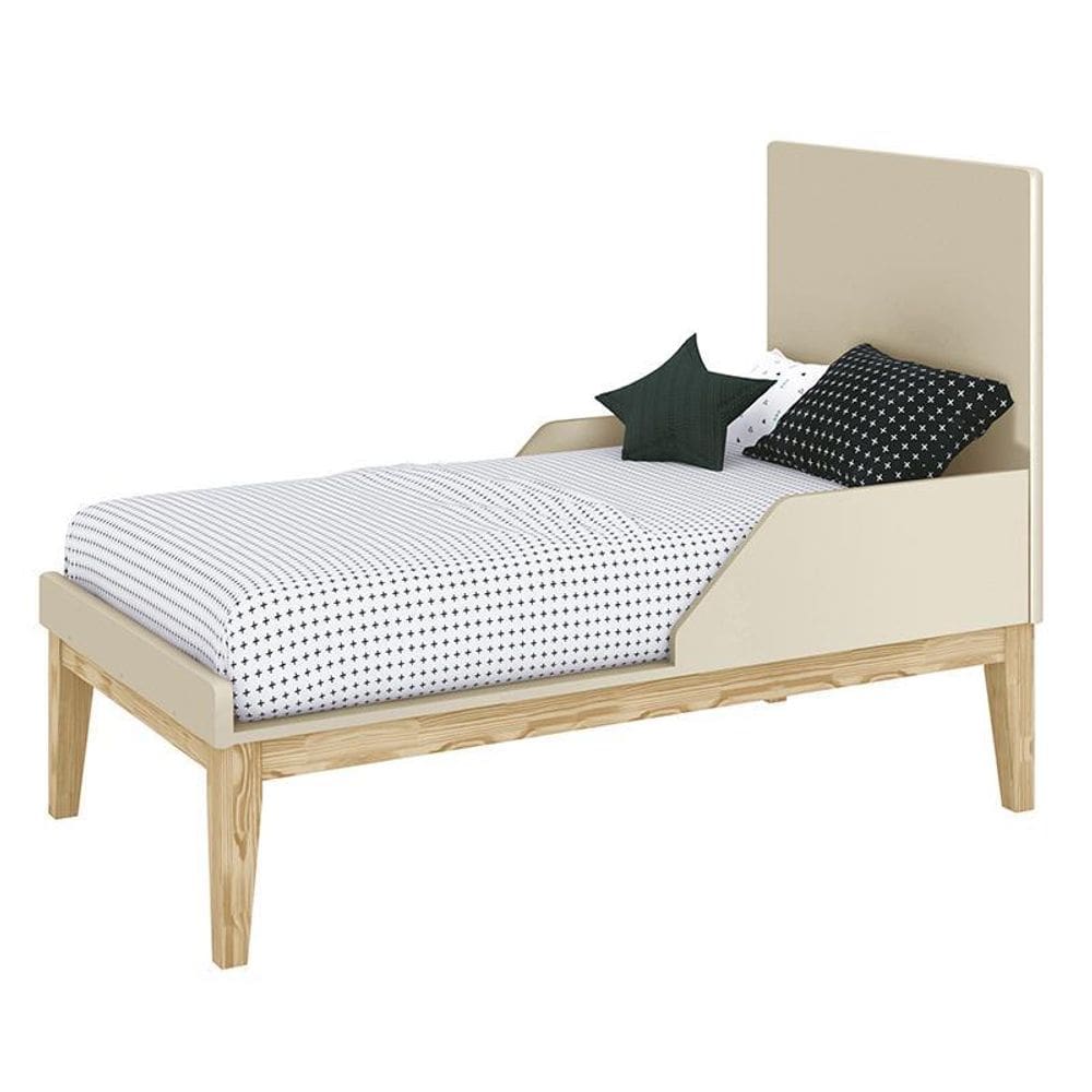 Jogo de Quarto Classic Cômoda 3 Gavetas e Berço com Pés Madeira Natural - Reller Móveis